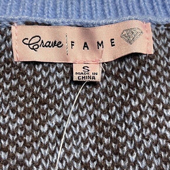 Crave Fame Juniors' Printed Sweater Vest - Pale Blue Combo, Size S, New - Picture 6 of 9